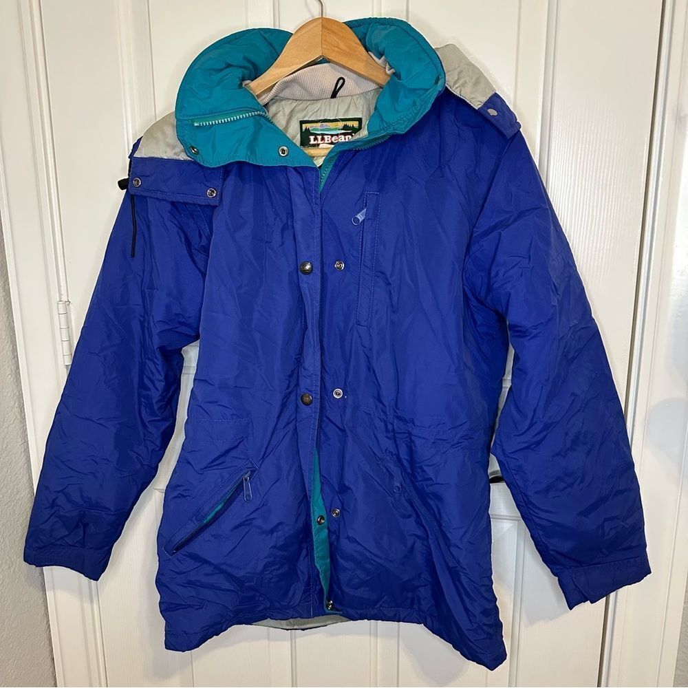 VTG L.L. Bean Blue Turquoise Penobscot Parka Jacket Sz S Freeport Maine Indie